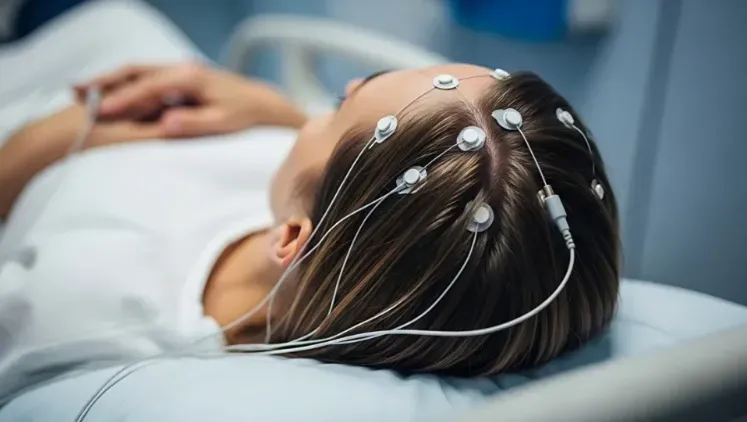 woman taking an eeg test